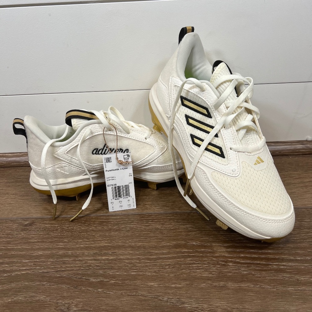 Adidas PureHustle 3 Elite Softball Cleats Womens Size 8 Off White/Gold Metal